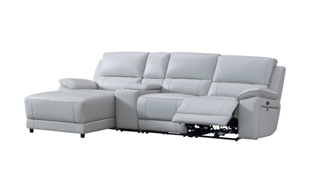 Gio Italia Hailey Adobe Leather Power Recliner Sofa in Gray