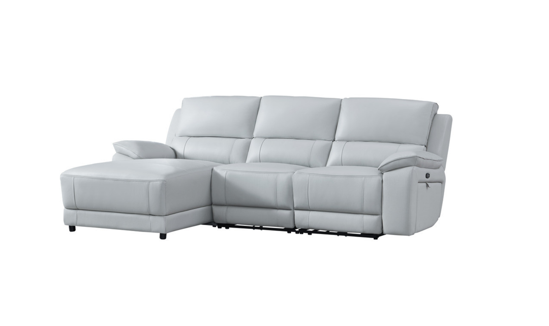 Gio Italia Hailey Adobe Leather Power Recliner Sofa in Gray