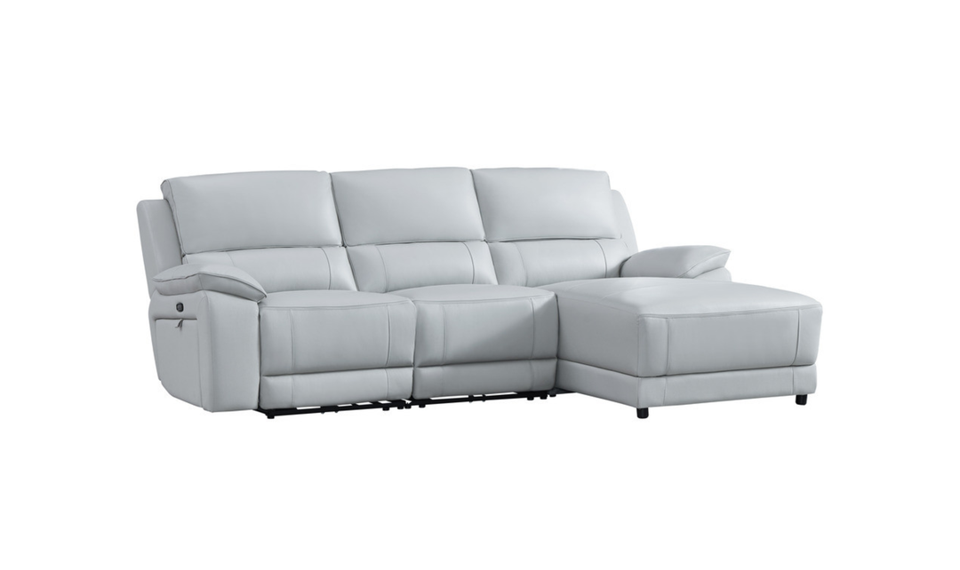 Gio Italia Hailey Adobe Leather Power Recliner Sofa in Gray