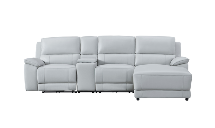 Gio Italia Hailey Adobe Leather Power Recliner Sofa in Gray