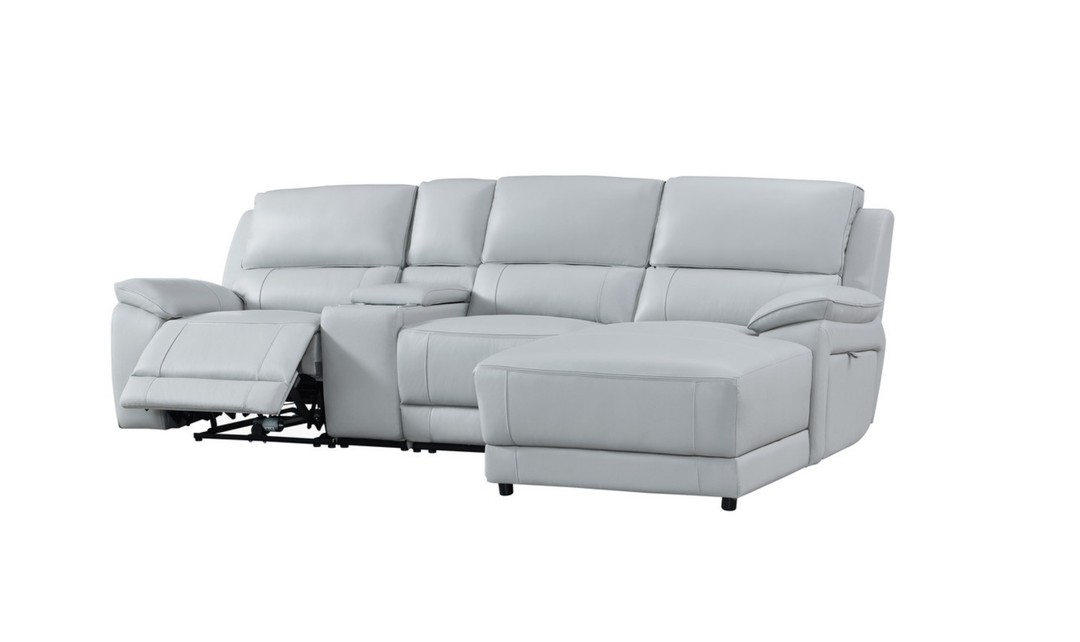 Gio Italia Hailey Adobe Leather Power Recliner Sofa in Gray