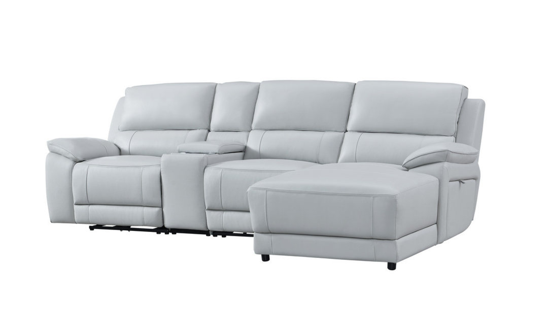 Gio Italia Hailey Adobe Leather Power Recliner Sofa in Gray