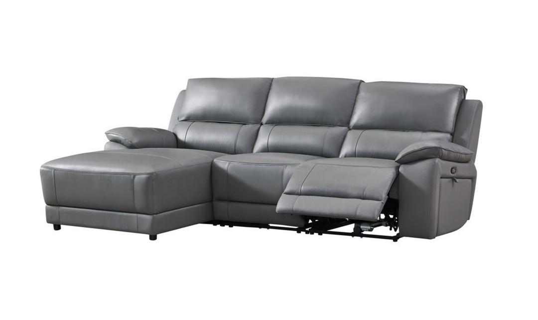 Gio Italia Hailey Adobe Leather Power Recliner Sofa in Gray-Jennifer furniture 