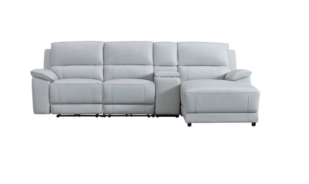 Gio Italia Hailey Adobe Leather Power Recliner Sofa in Gray-Jennifer furniture 