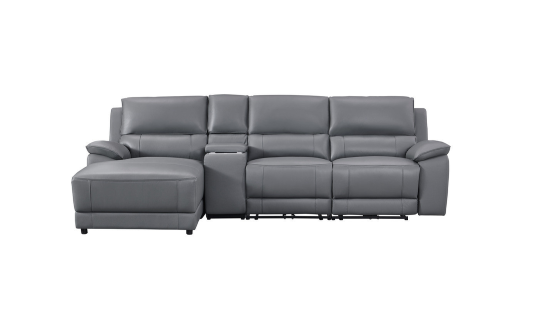 Gio Italia Hailey Adobe Leather Power Recliner Sofa in Gray-Jennifer furniture 