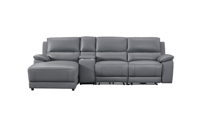 Gio Italia Hailey Adobe Leather Power Recliner Sofa in Gray-Jennifer furniture 