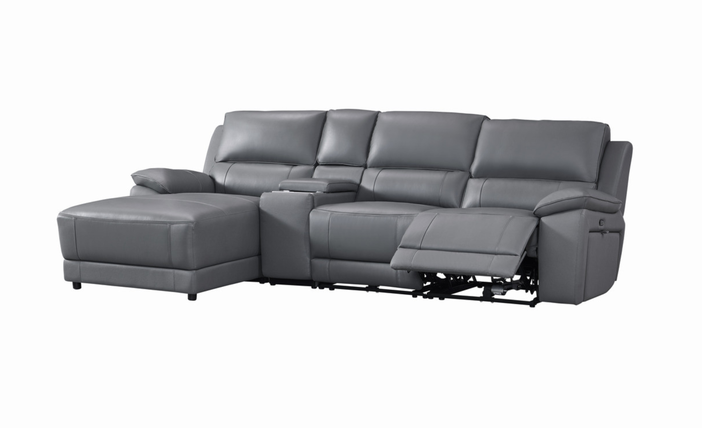 Gio Italia Hailey Adobe Leather Power Recliner Sofa in Gray-Jennifer furniture 