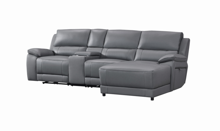 Gio Italia Hailey Adobe Leather Power Recliner Sofa in Gray-Jennifer furniture 