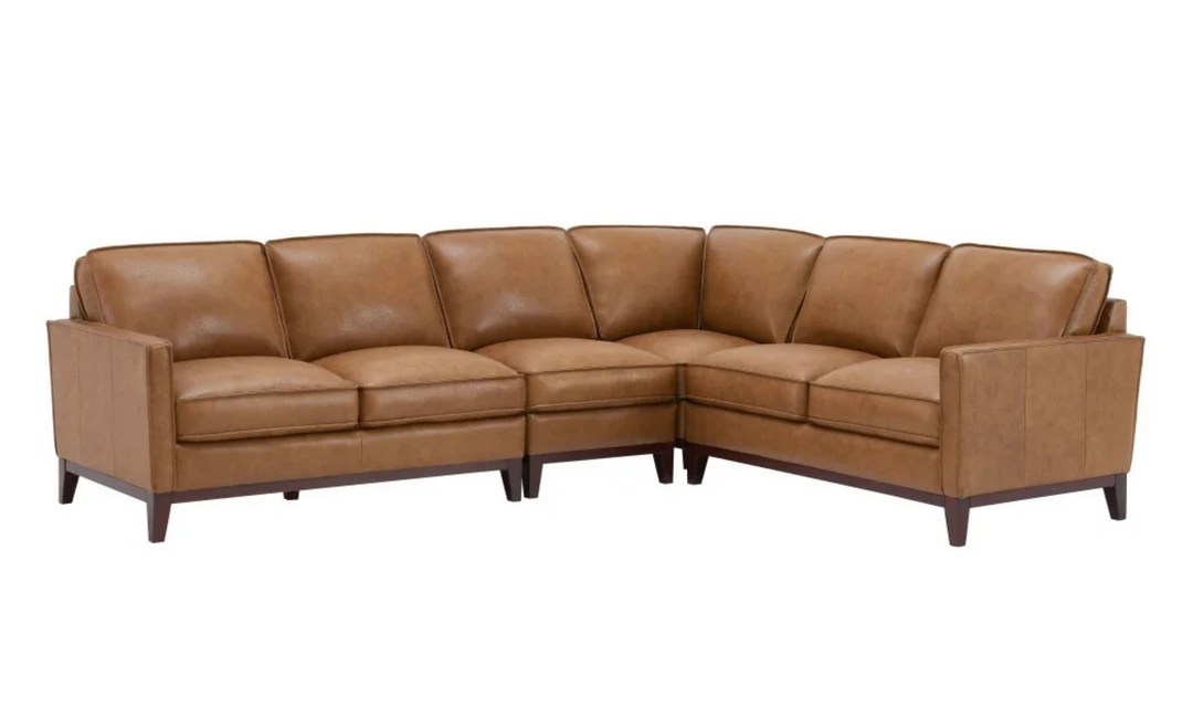 Gio Italia Harper 5-Seater L-Shaped Tan Leather Sectional Sofa