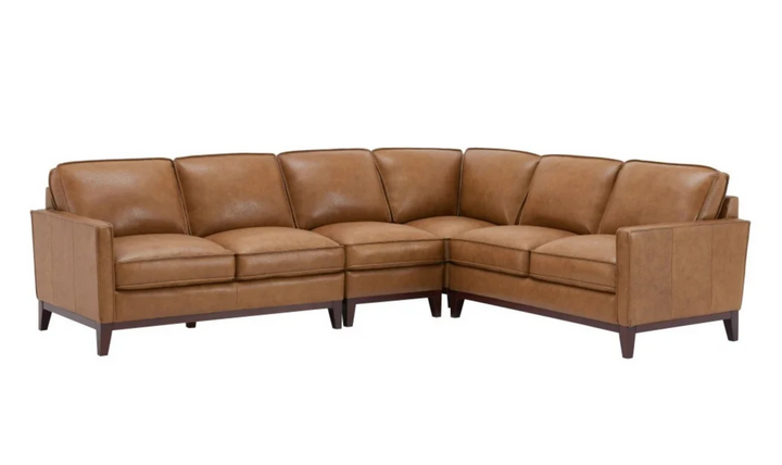 Gio Italia Harper 5-Seater L-Shaped Tan Leather Sectional Sofa