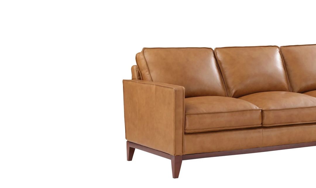 Gio Italia Harper 5-Seater L-Shaped Tan Leather Sectional Sofa