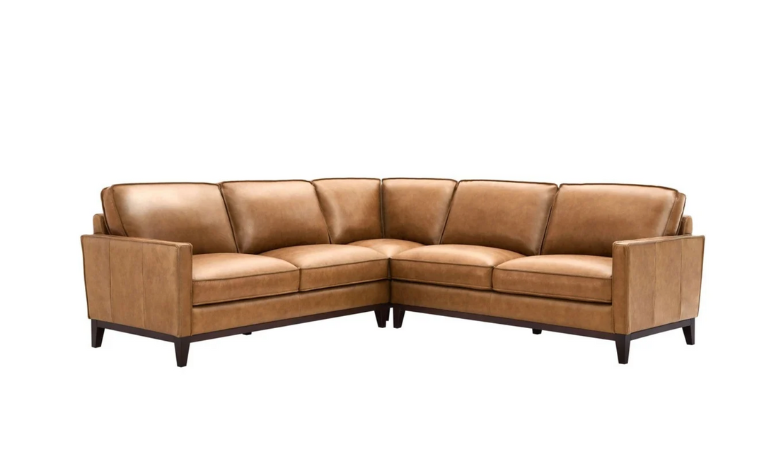 Gio Italia Harper 5-Seater L-Shaped Tan Leather Sectional Sofa