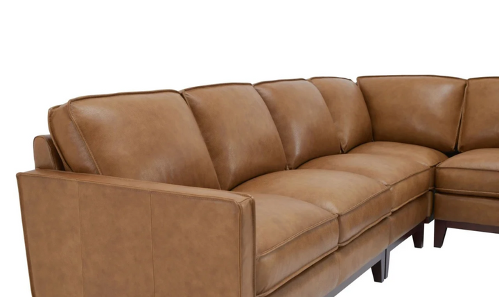 Gio Italia Harper 5-Seater L-Shaped Tan Leather Sectional Sofa