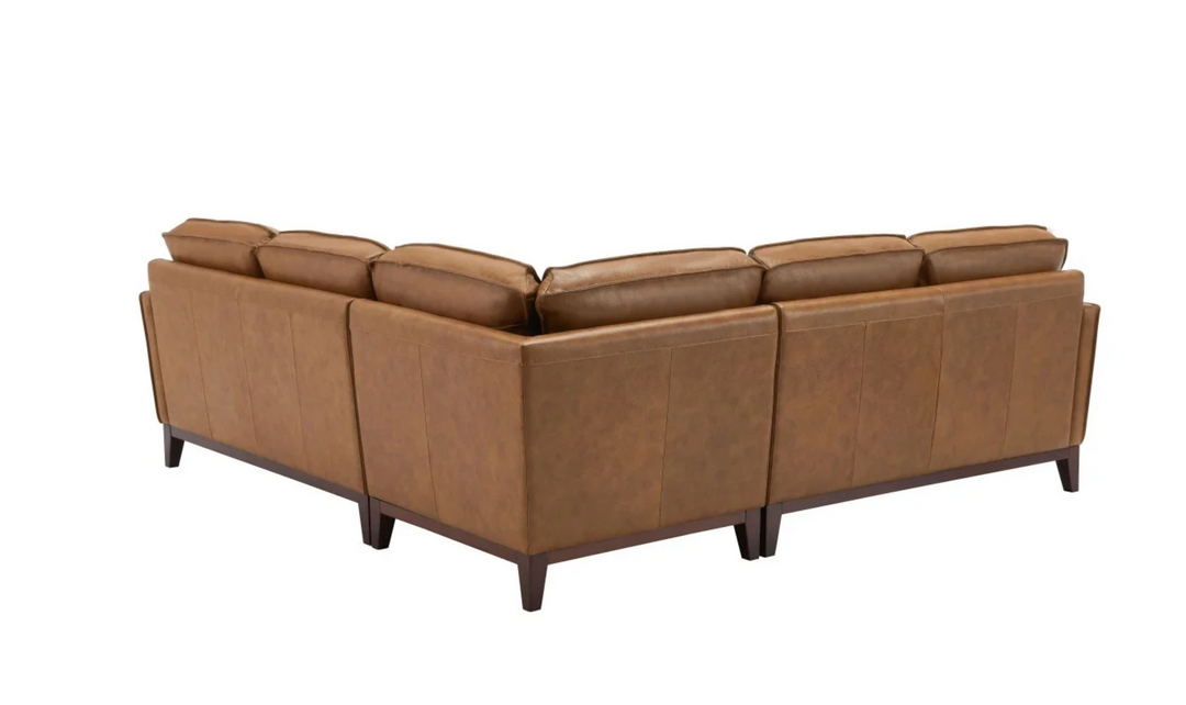 Gio Italia Harper 5-Seater L-Shaped Tan Leather Sectional Sofa