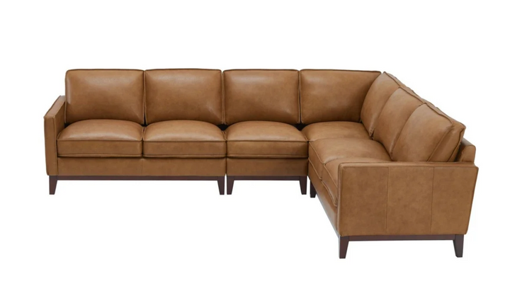 Gio Italia Harper 5-Seater L-Shaped Tan Leather Sectional Sofa
