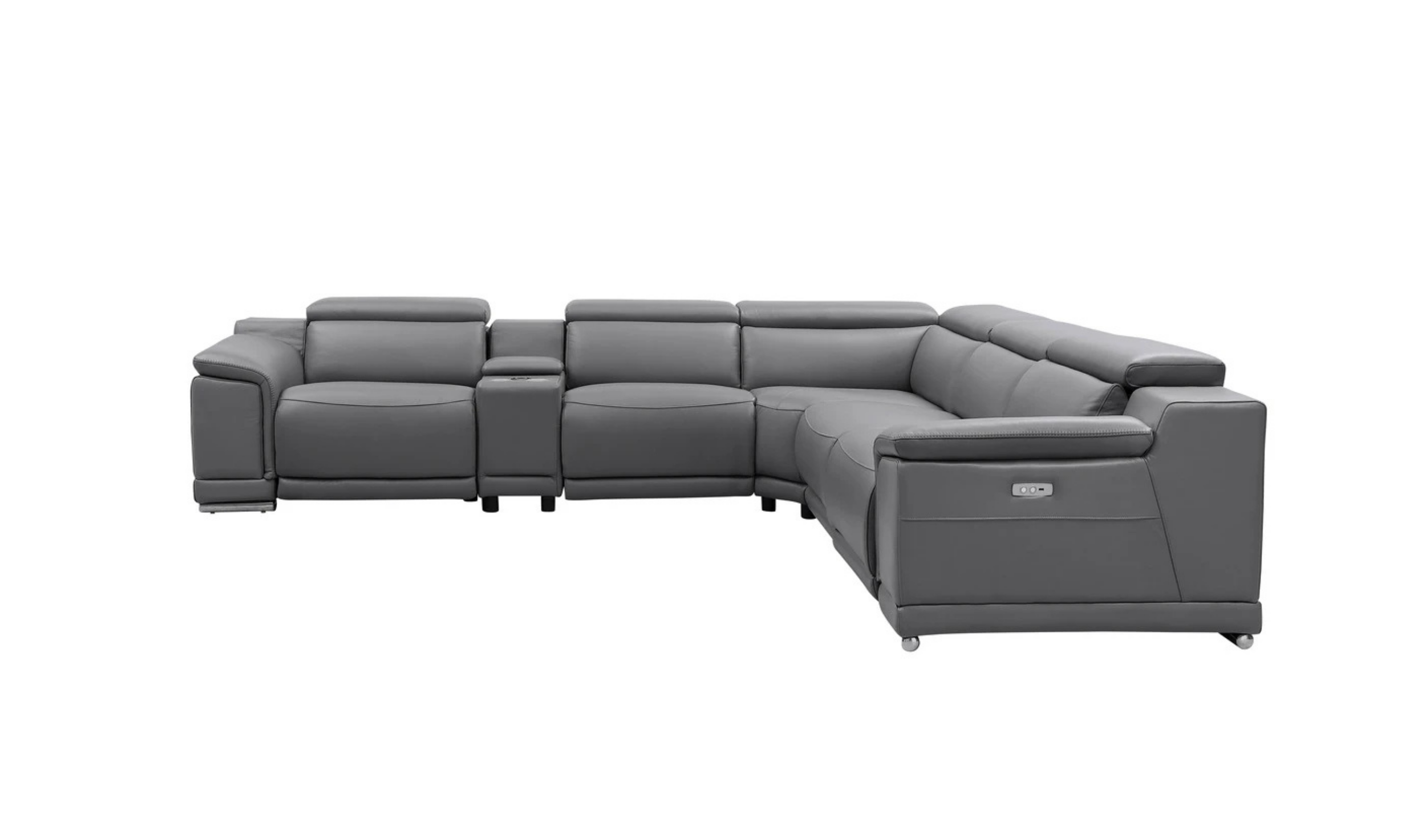 Gio Italia Hartley 6 Pieces Gray Leather Sectional Sofa with Power Recliners-Jenniferfurniture