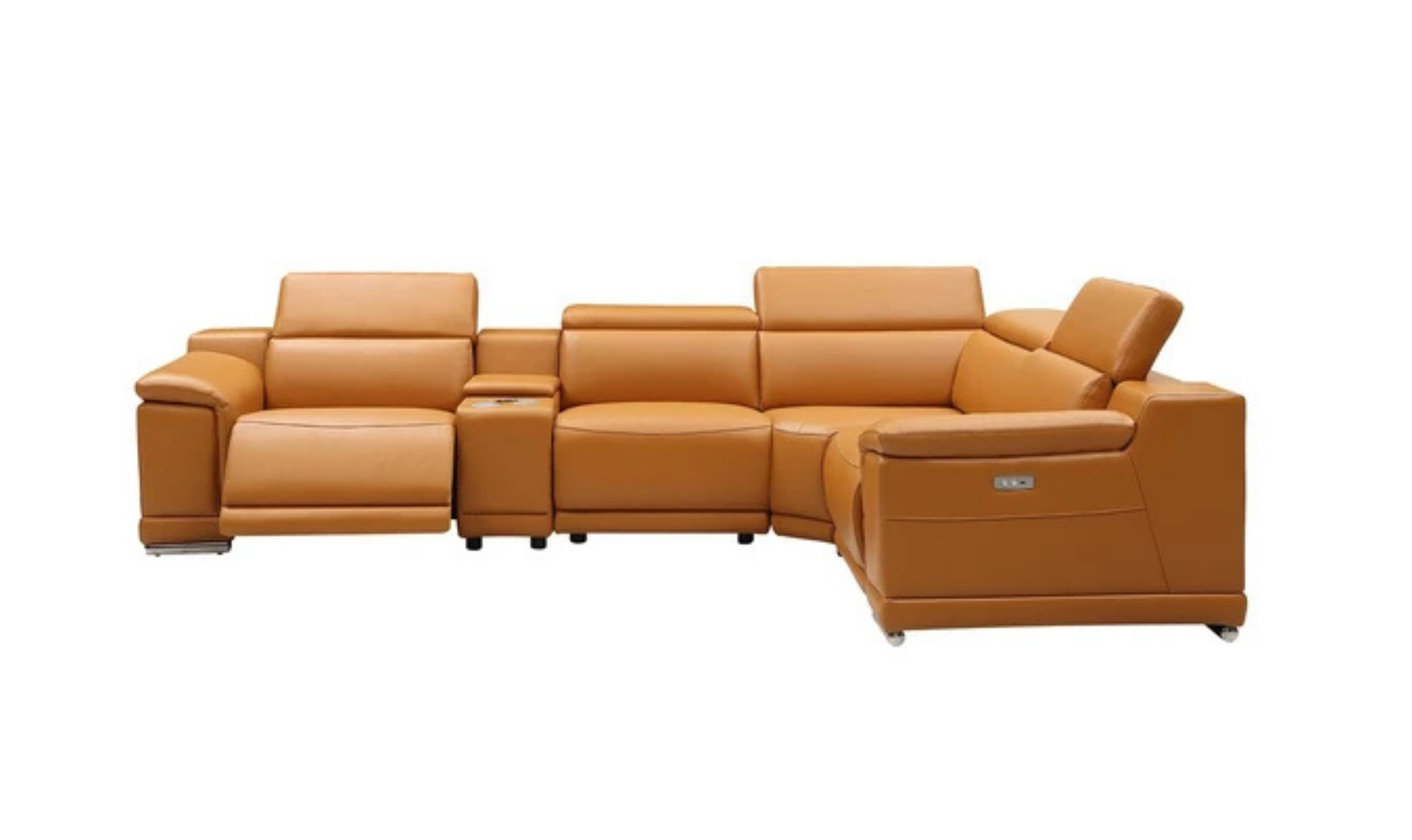 Gio Italia Hartley 6 Pieces Gray Leather Sectional Sofa with Power Recliners-Jenniferfurniture