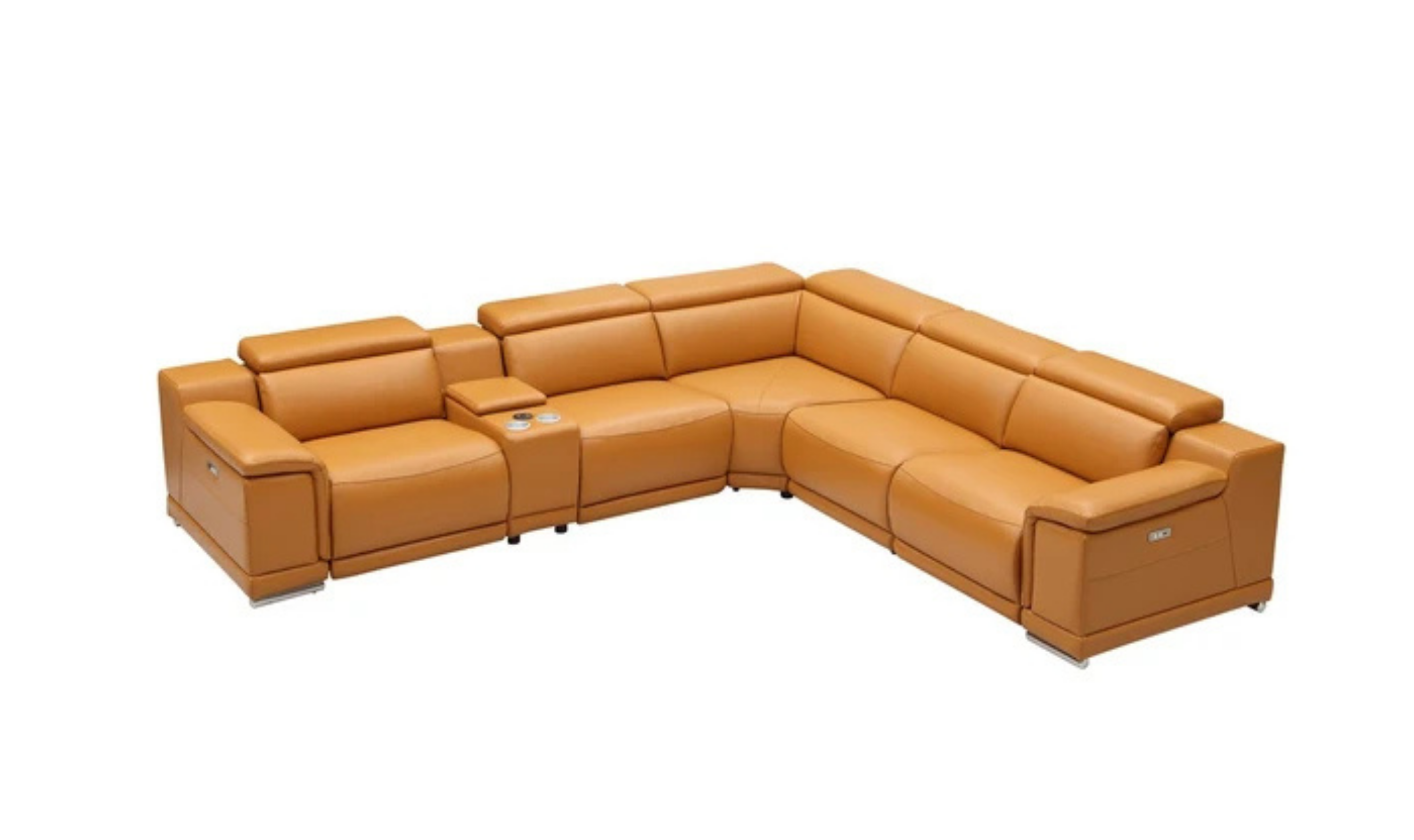 Gio Italia Hartley 6 Pieces Gray Leather Sectional Sofa with Power Recliners-Jenniferfurniture
