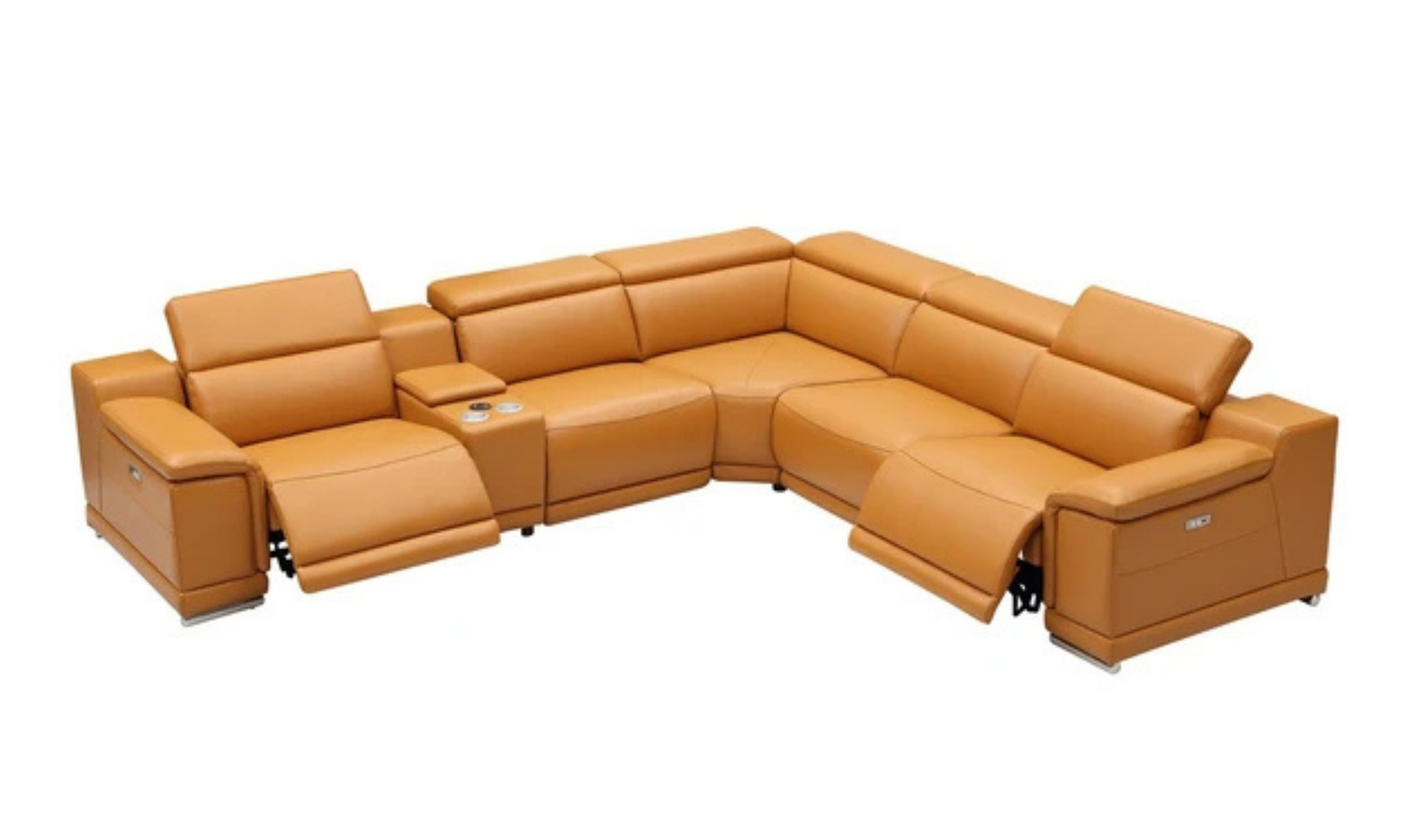 Gio Italia Hartley 6 Pieces Gray Leather Sectional Sofa with Power Recliners-Jenniferfurniture