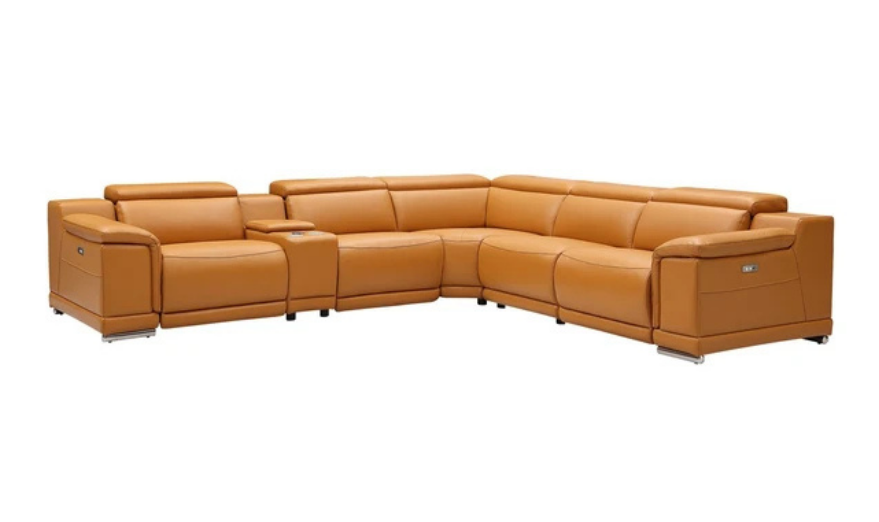 Gio Italia Hartley 6 Pieces Gray Leather Sectional Sofa with Power Recliners-Jenniferfurniture