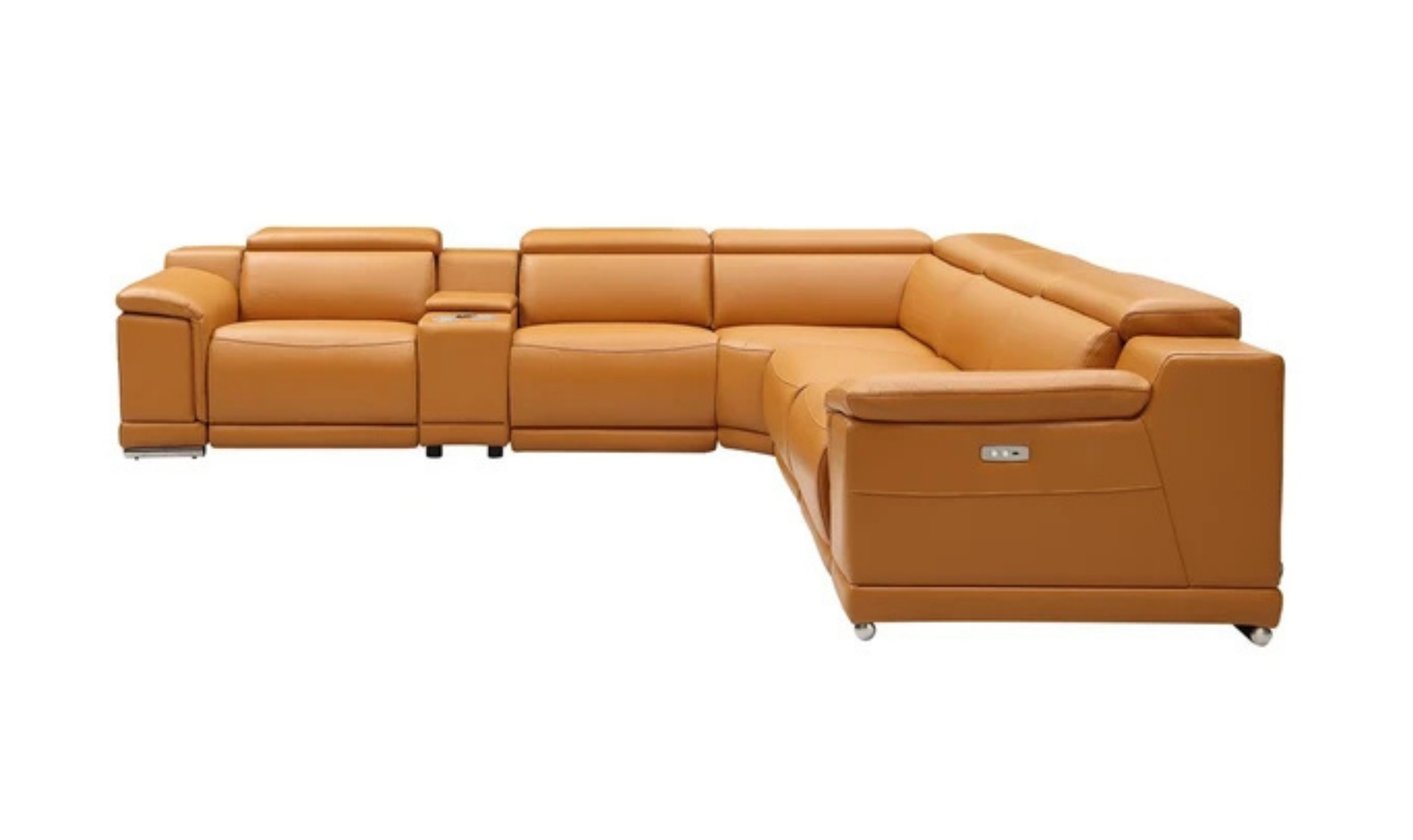 Gio Italia Hartley 6 Pieces Gray Leather Sectional Sofa with Power Recliners-Jenniferfurniture
