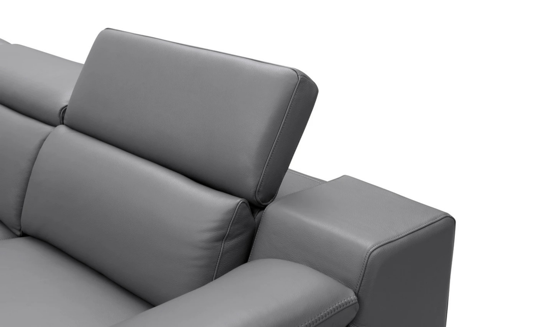 Gio Italia Hartley 6 Pieces Gray Leather Sectional Sofa with Power Recliners-Jenniferfurniture