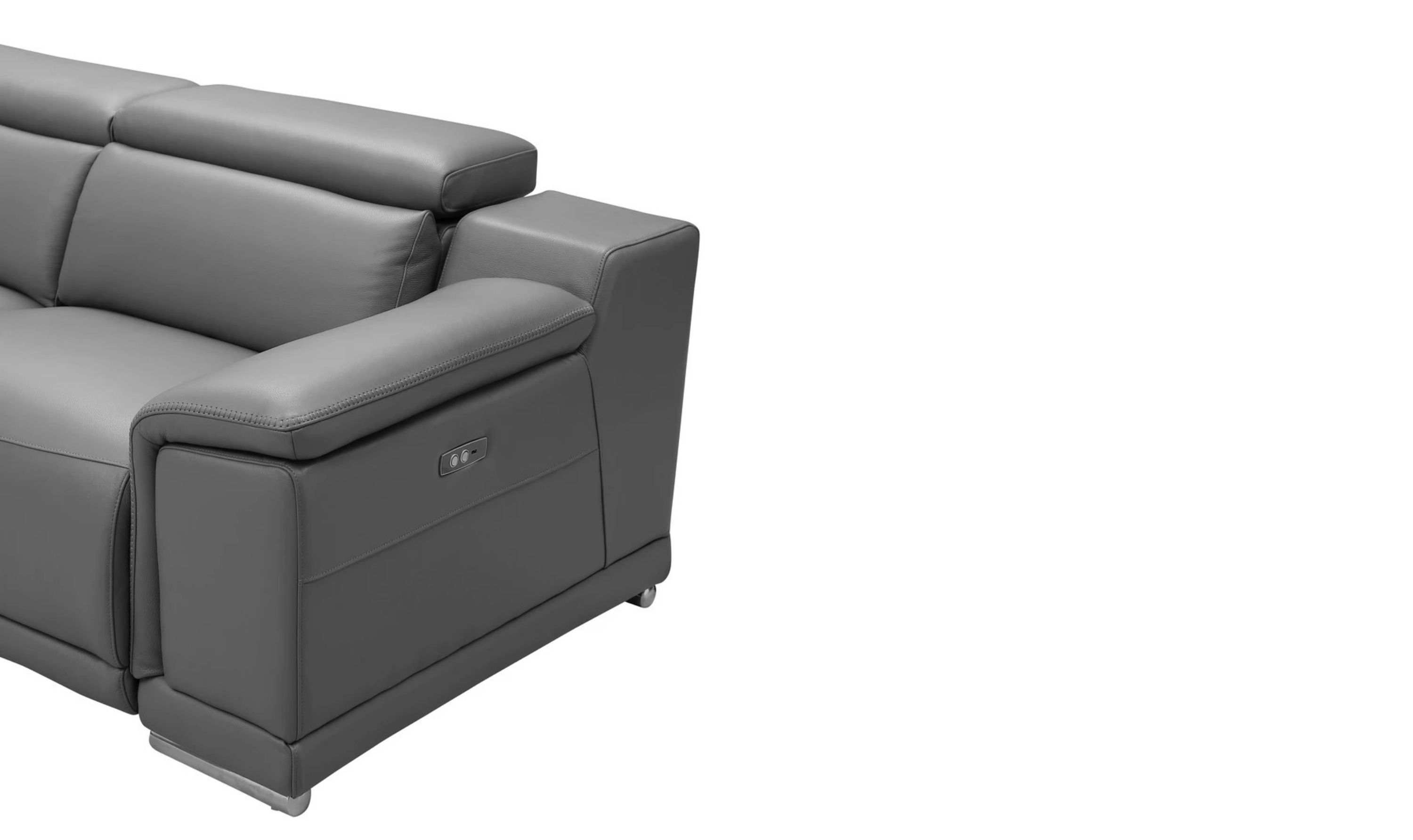 Gio Italia Hartley 6 Pieces Gray Leather Sectional Sofa with Power Recliners-Jenniferfurniture