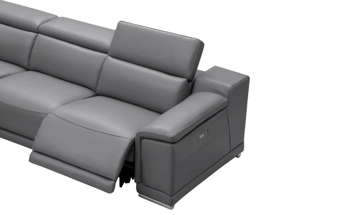 Gio Italia Hartley 6 Pieces Gray Leather Sectional Sofa with Power Recliners-Jenniferfurniture