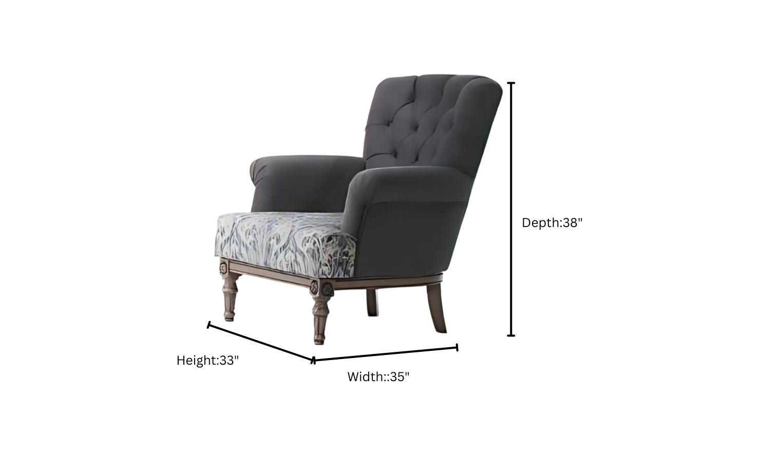 Gio Italia Helios Gray Fabric Chair with Tufted Back