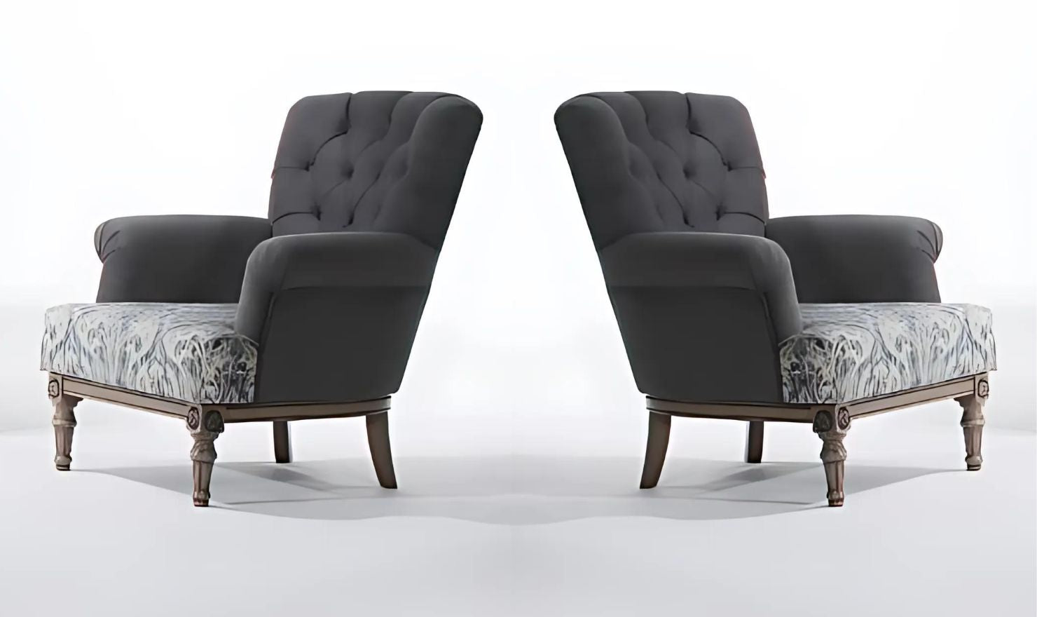 Gio Italia Helios Gray Fabric Chair with Tufted Back