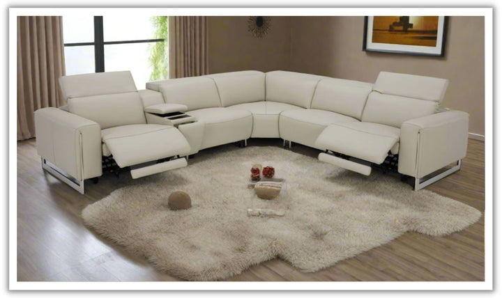 Gio Italia Latitude Hudson 6PC Leather Power Recliner Sectional Sofa