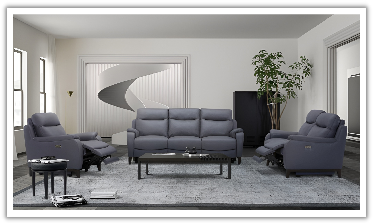 Gio Italia Leonard Dual Power Recliner Leather Living Room Set-jennifer furniture
