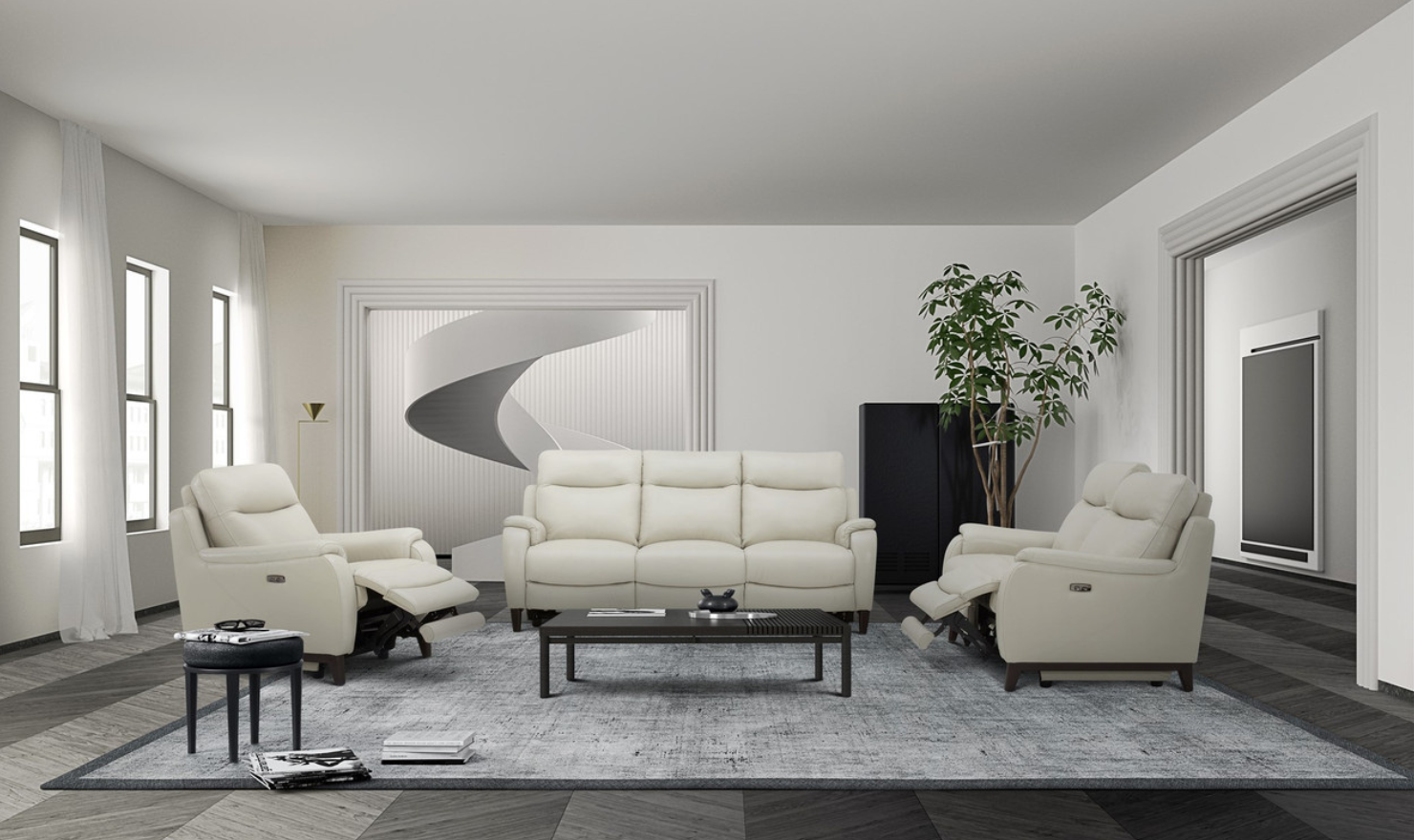 Gio Italia Leonard Dual Power Reclining Leather Loveseat with USB Port