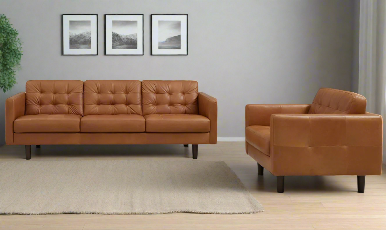 Gio Italia Venere Leather Tufted Back Living Room Set