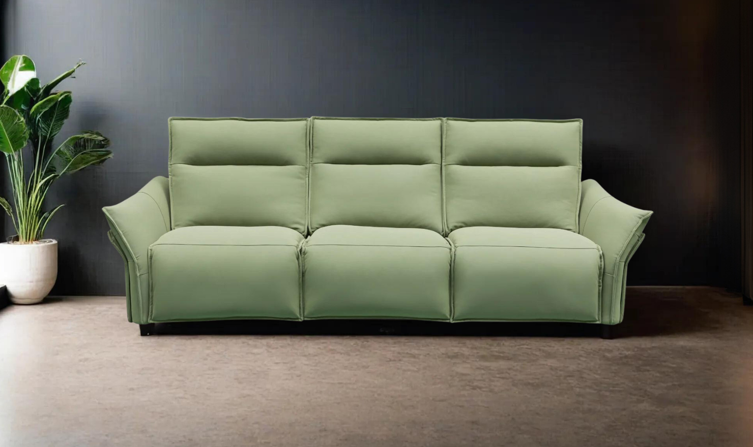 Gio Italia Vittoria 3-Seater Leather Power Reclining Sofa in Green