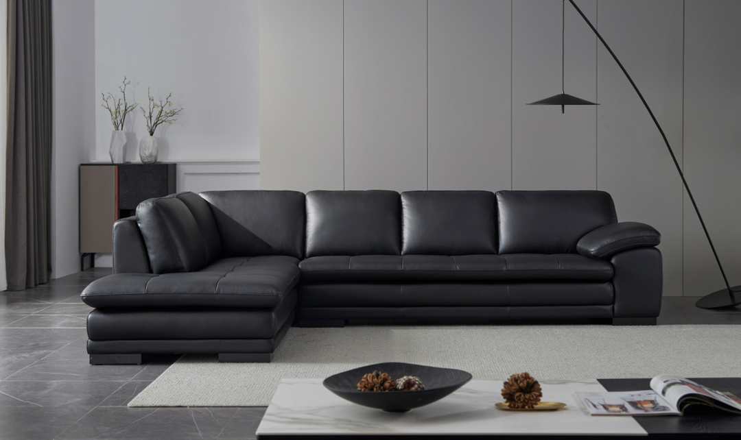 Gio Italia Block LHF Leather L-Shape Sectional Sofa