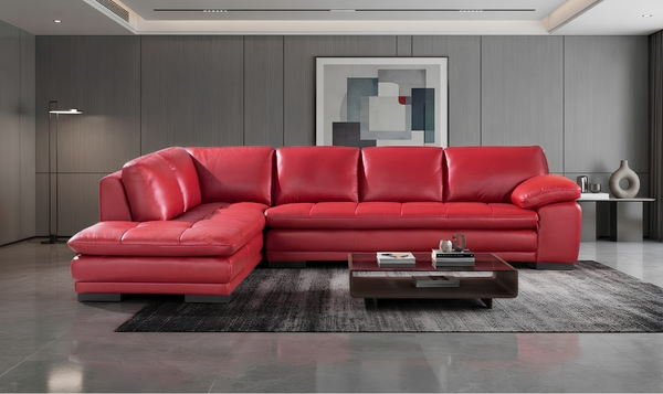 Gio Italia Block LHF Leather L-Shape Sectional Sofa-Jennifer