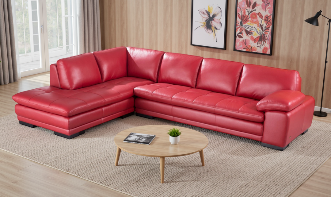 Gio Italia Block LHF Leather L-Shape Sectional Sofa-Jennifer