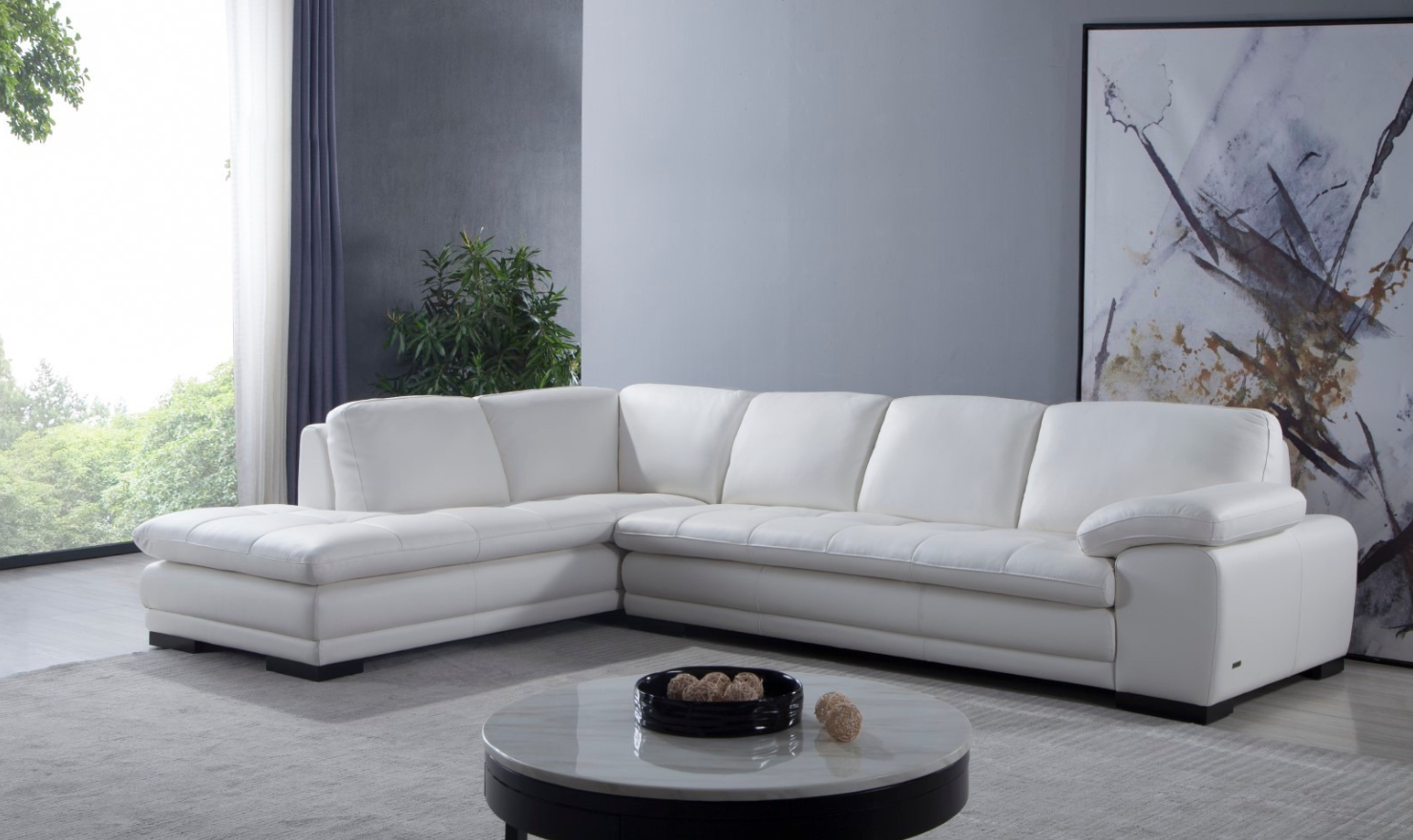 Gio Italia Block LHF Leather L-Shape Sectional Sofa