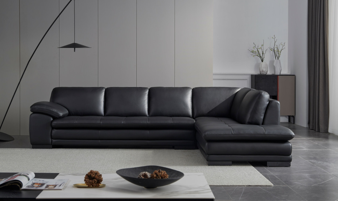 Gio Italia Block LHF Leather L-Shape Sectional Sofa
