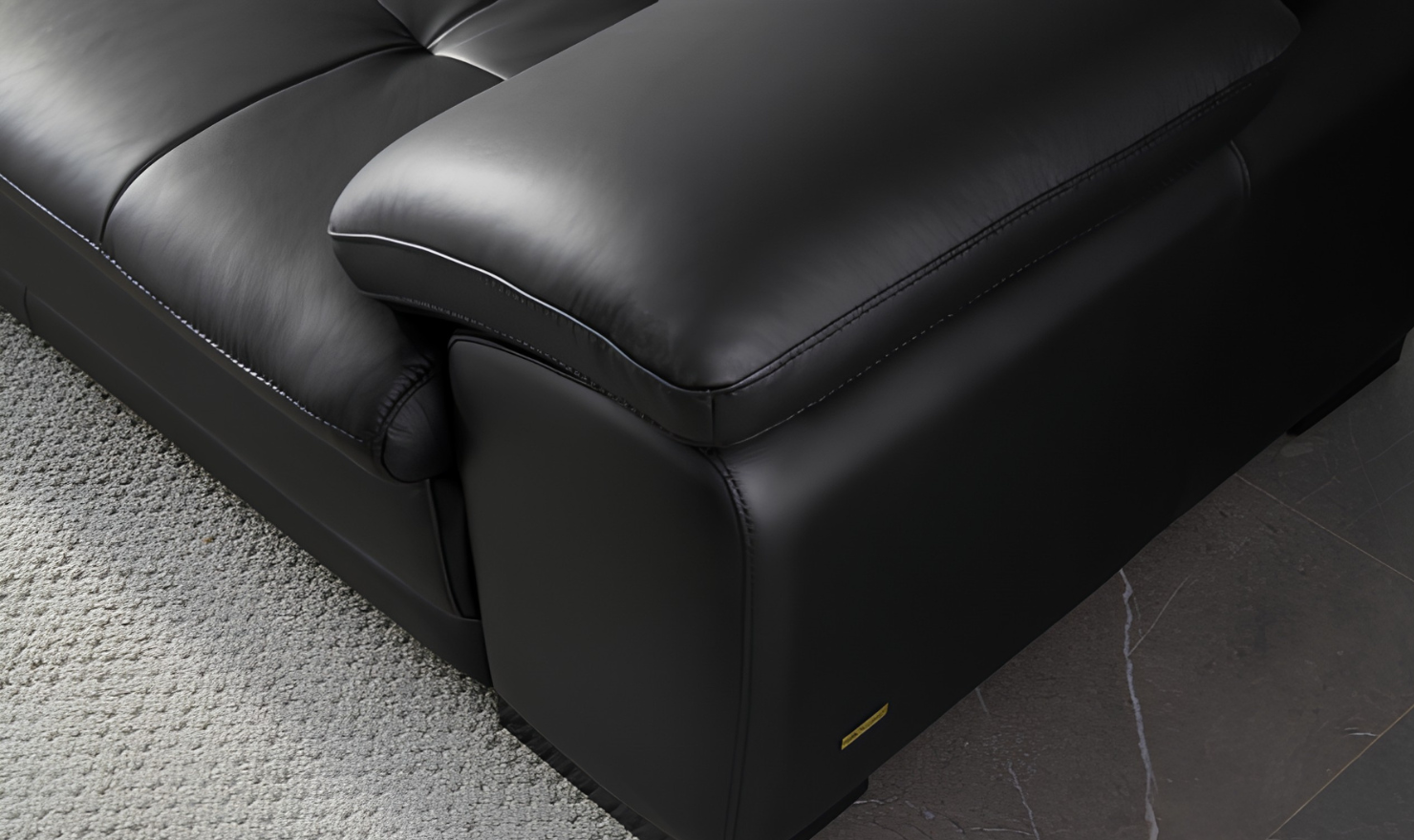 Gio Italia Block LHF Leather L-Shape Sectional Sofa