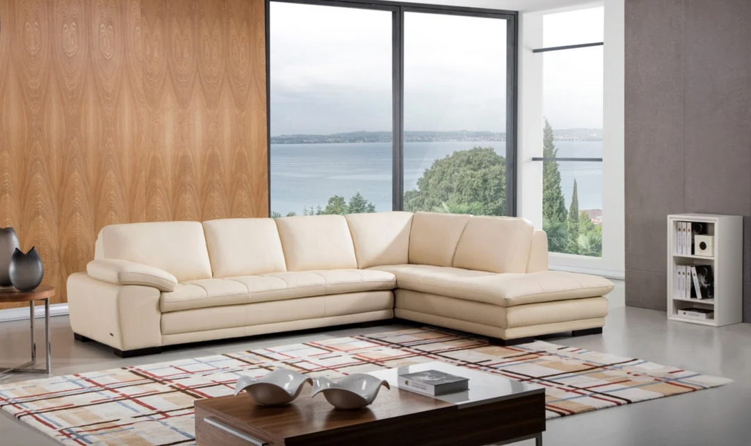 Gio Italia Block Leather L-Shaped Sectional Sofa