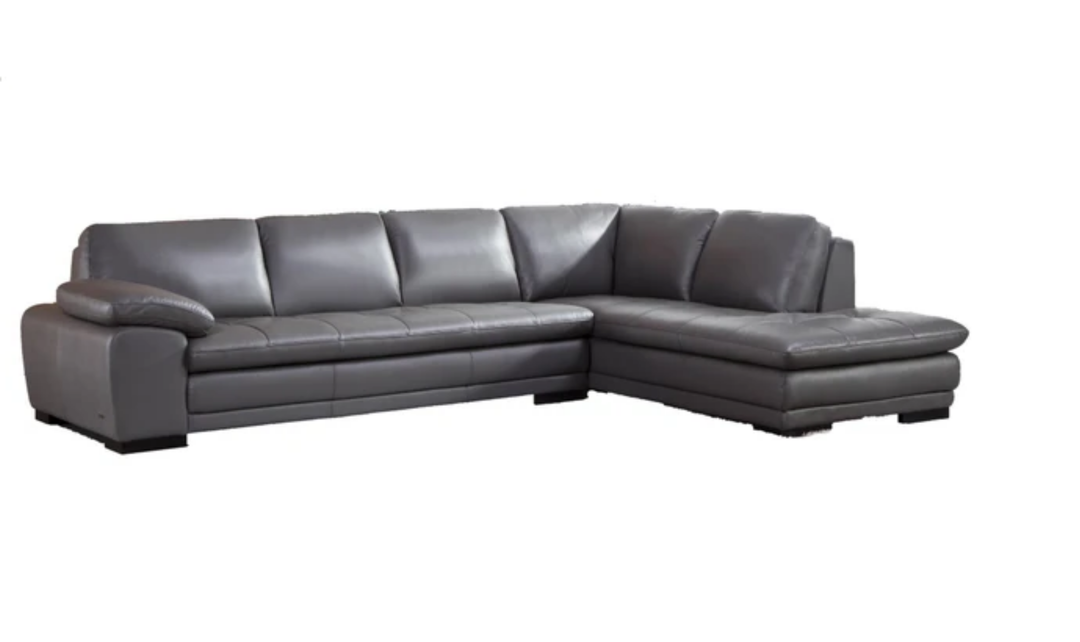 Gio Italia Block Leather L-Shaped Sectional Sofa
