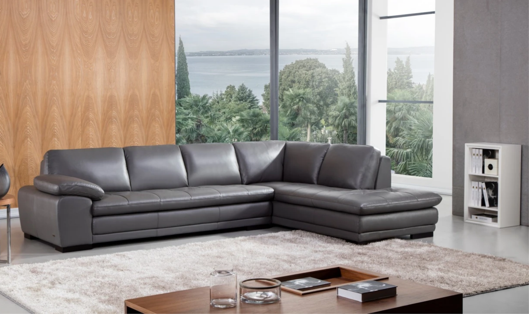 Gio Italia Block Leather L-Shaped Sectional Sofa
