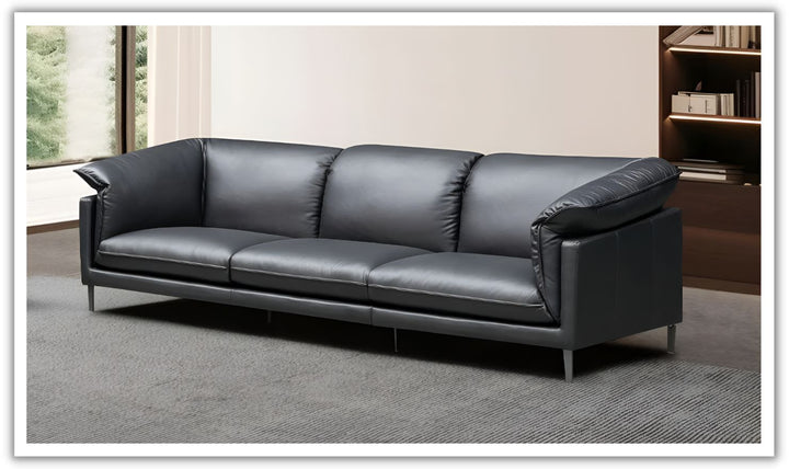 Gio Italia Dolce 3 Seater Stationary Leather Sofa In Black