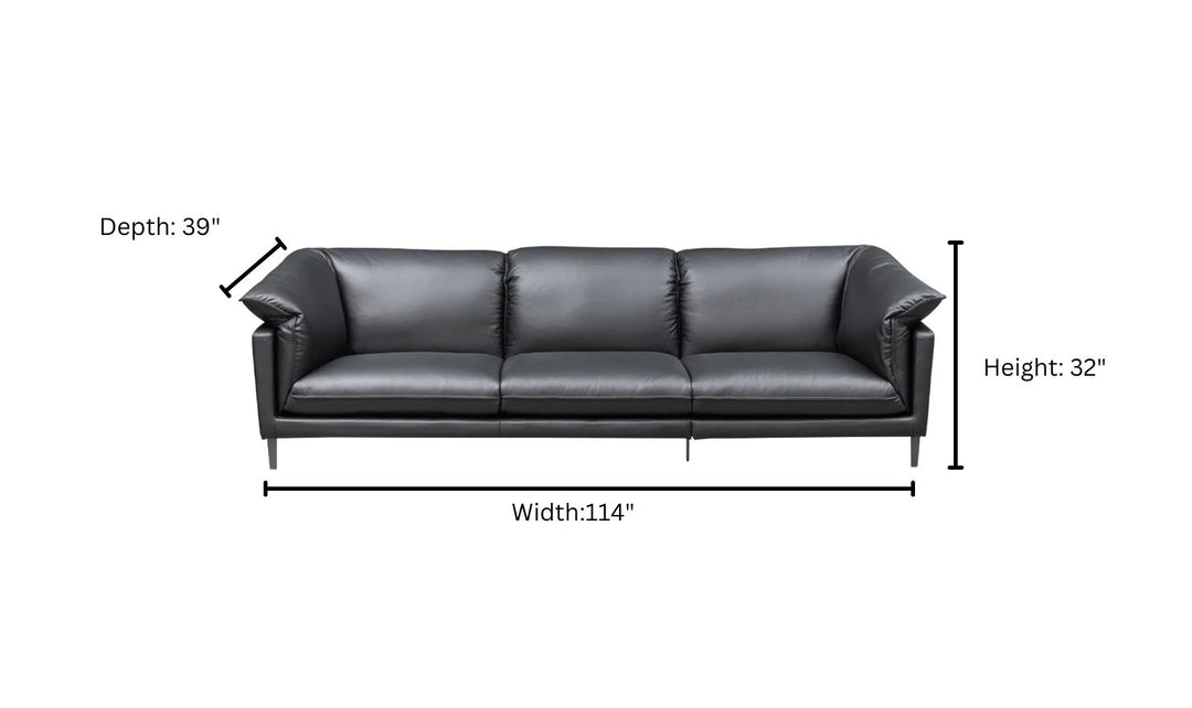 Klaussner Dolce 3 Seater Stationary Leather Sofa In Black