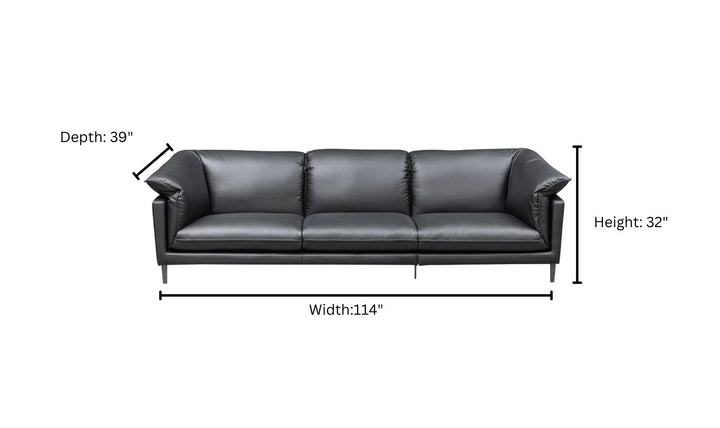 Klaussner Dolce 3 Seater Stationary Leather Sofa In Black
