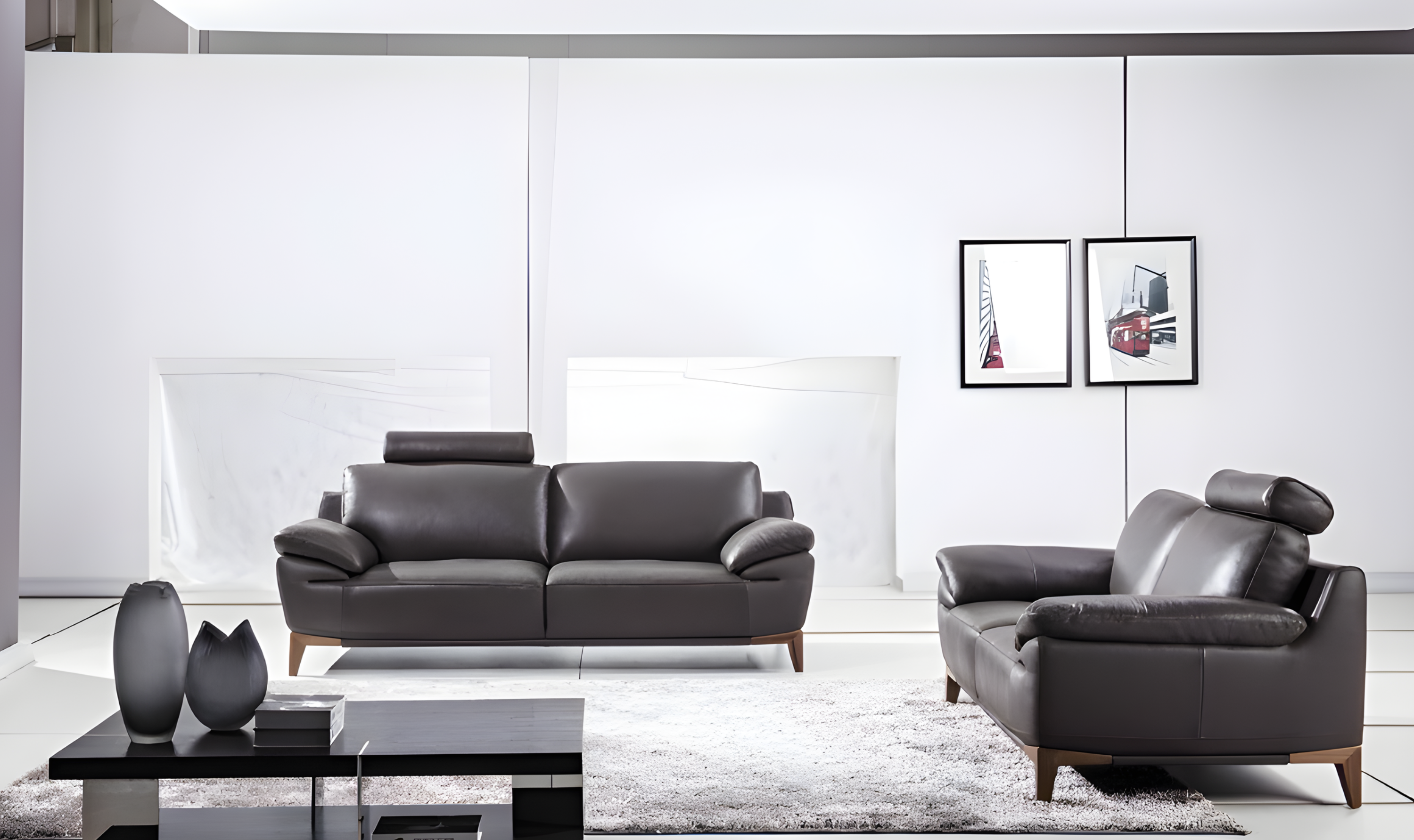 Gio Italia Galina Leather Living Room Set with Adjustable Headrests