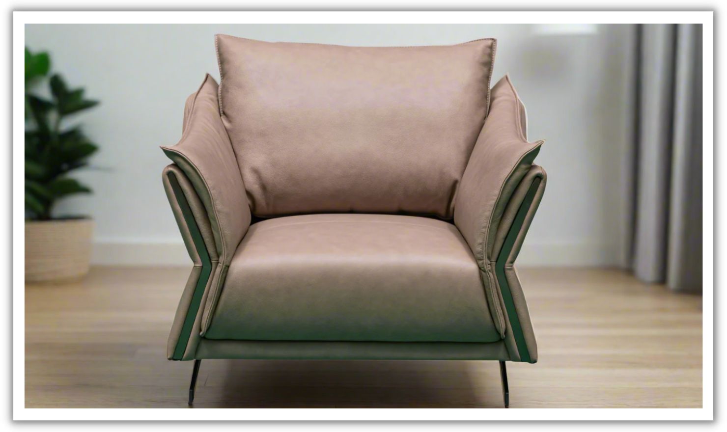 Klaussner Giada Leather Chair in Brown with Down Cushion
