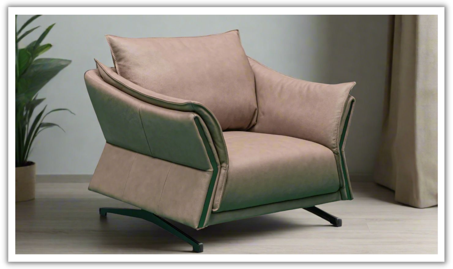 Klaussner Giada Brown Leather Chair with Down Cushion